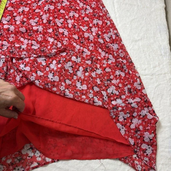 Zara Babydoll Maxi Sundress Red Floral V Neck Sleeveless Size M Coquette Fairy - Picture 11 of 15